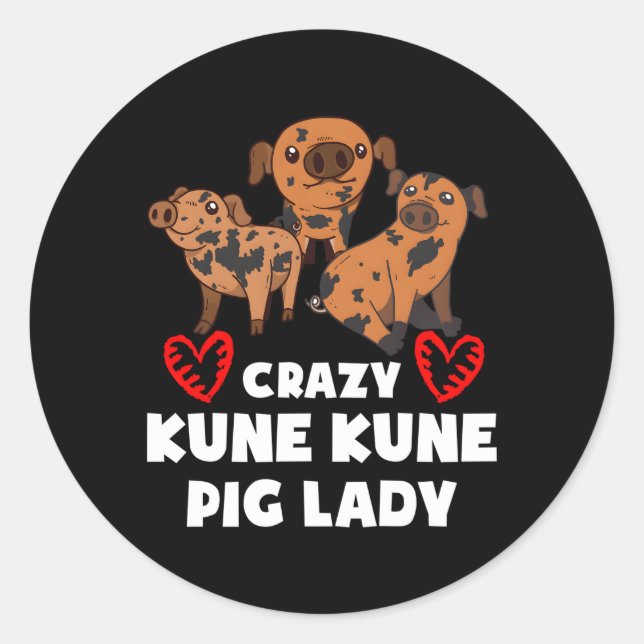 Sticker Rond Chien miniature Kune Kune Propriétaire de porc Kun (Devant)
