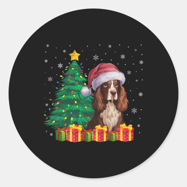 Sticker Rond Chien moche Boykin espagnol Santa Chapel lumières  (Devant)