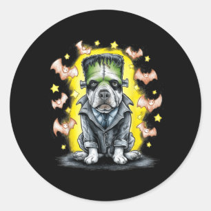 Sticker Rond Chien Monstre de Frankenstein Effrayant - Hallowee