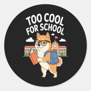 Sticker Rond Chien Nerveux Drôle de Retour à l'École