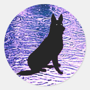 Sticker Rond Chien noir - Toujours sous surveillance - Autocoll