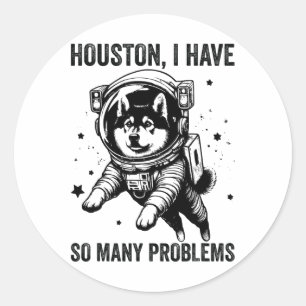 Sticker Rond Chien Papa Maman Espace - Houston Problème Norwegi