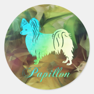 Sticker Rond Chien Papillon 