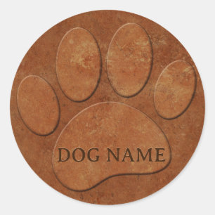 Sticker Rond Chien Paw Faux Terracotta Imprimer