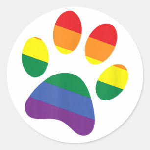 Sticker Rond Chien Paw Rainbow Paw Gay pride LGBT Soutien Lesbi