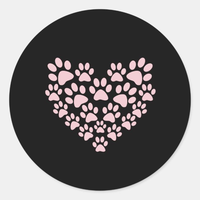 Sticker Rond Chien Paws, Chiot Paws, Animal Paws, Coeur, Animal (Devant)