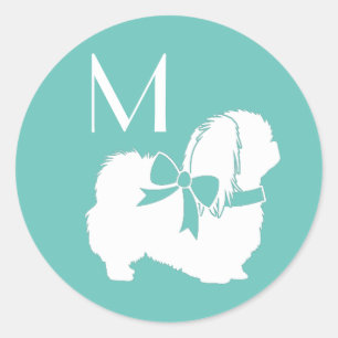 Sticker Rond Chien Pekingese Chien Chien Puppy