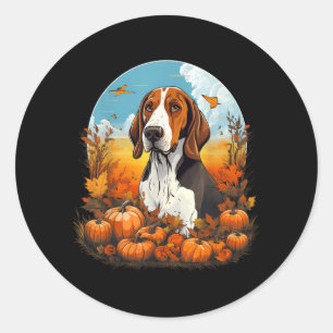 Sticker Rond Chien Pompier Treeing Walker Coonhound Halloween