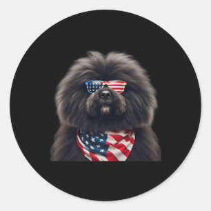 Sticker Rond Chien Puli 4 juillet Fête de l'Indépendance Améric