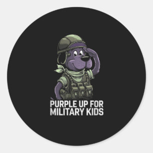 Sticker Rond Chien Purple Up Militaire Enfants Mois De Militair