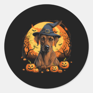 Sticker Rond Chien Ridgeback Rhodésien Squelettique Sorcière Ha