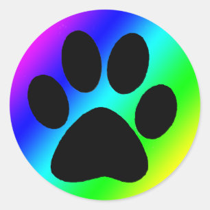 Sticker Rond Chien rond Paw.png d'arc-en-ciel