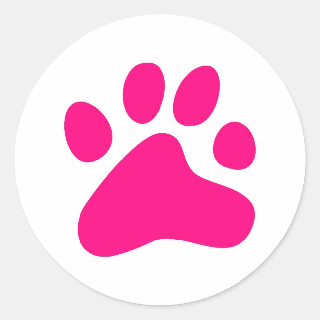 Sticker Rond Chien rose Paw (Devant)
