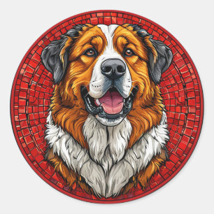 Sticker Rond chien Saint-Bernard