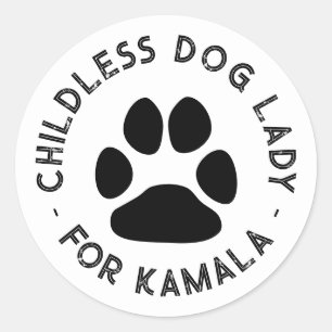Sticker Rond Chien sans enfant Lady pour kamala drôle chien pat