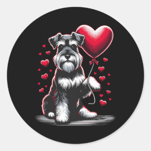 Sticker Rond Chien Schnauzer Saint-Valentin Propriétaire de chi