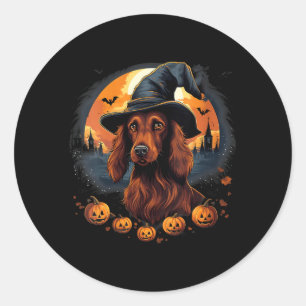 Sticker Rond Chien Setter Irlandais Surnaturel Sorcière Hallowe
