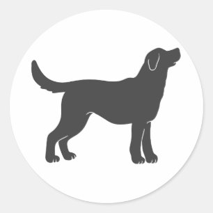Sticker Rond Chien silhouette debout - Choisir la couleur arriè