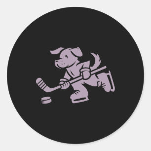 Sticker Rond Chien Silhouette Golden Retriever Labrador Hockey