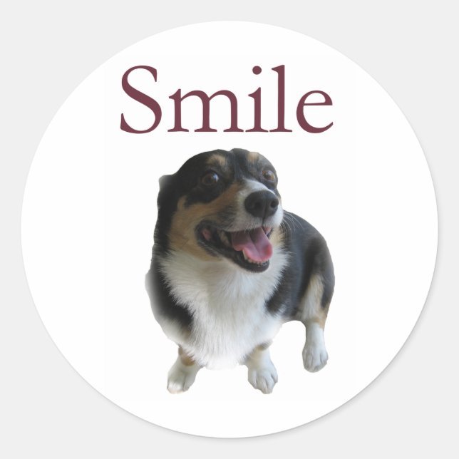 Sticker Rond Chien souriant mignon | Smile Be Happy (Devant)