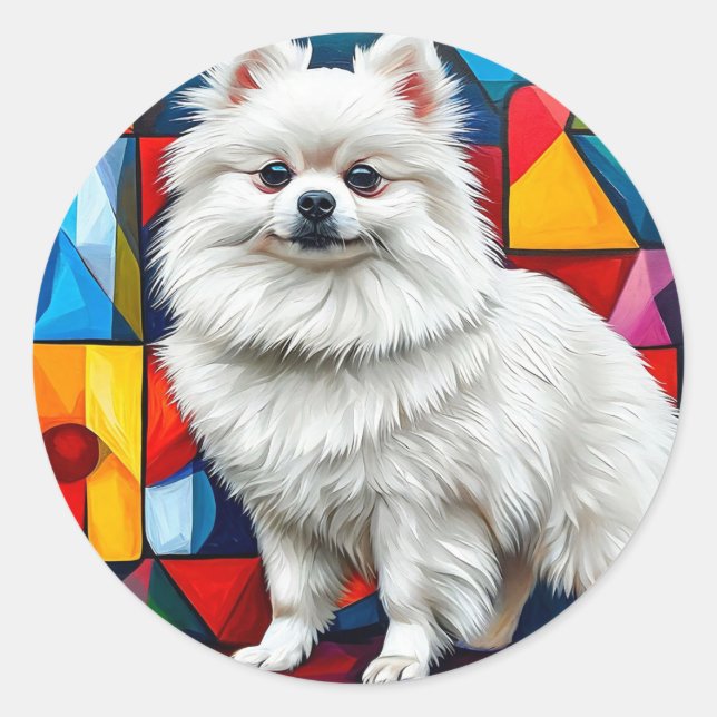 Sticker Rond chien Spitz japonais (Devant)