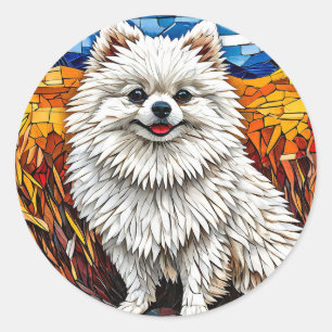 Sticker Rond chien spitz japonais