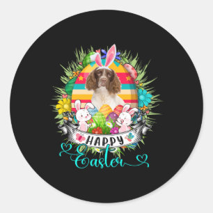 Sticker Rond Chien Springer Spaniel Anglais Dans Des Œufs De Pâ