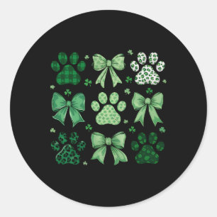 Sticker Rond Chien St Patricks Coquette Patte Paddy's Irlandais