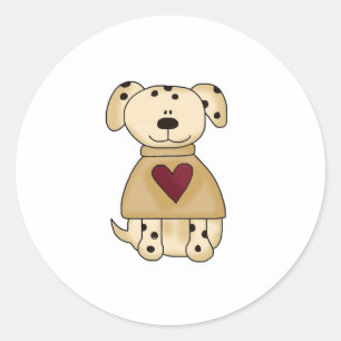 Sticker Rond Chien tacheté avec coeur