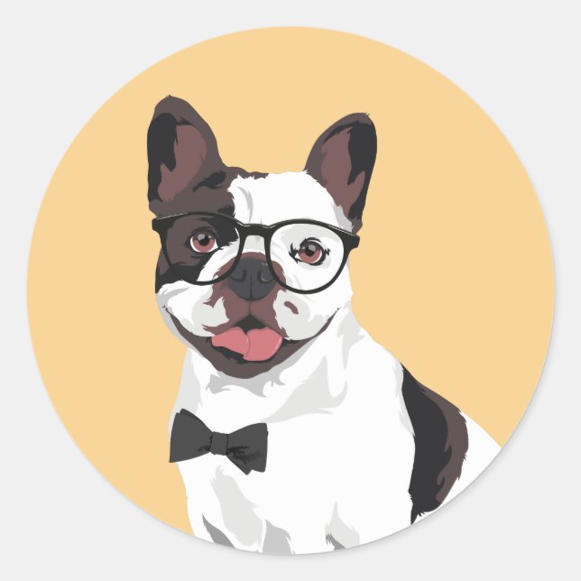 Sticker Rond Chien-taureau blanc et Brown (Devant)