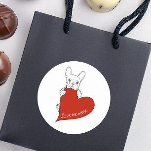 Sticker Rond Chien-taureau français mignon au coeur rouge