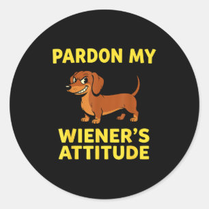 Sticker Rond Chien Teckel Dachshund