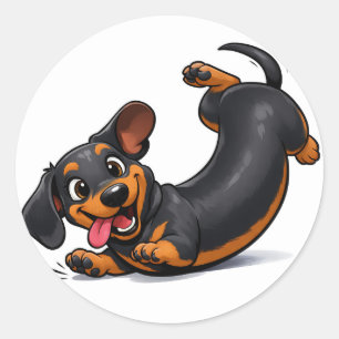 Sticker Rond Chien teckel joueur