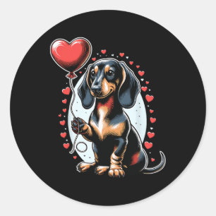 Sticker Rond Chien teckel Saint-Valentin Propriétaire de chien