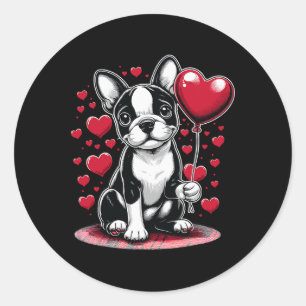 Sticker Rond Chien Terrier de Boston propriétaire de chien de l