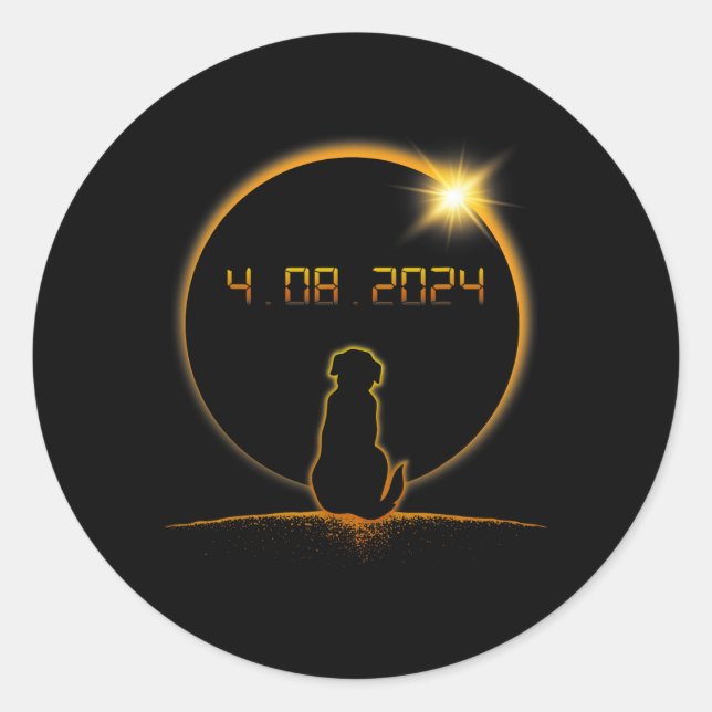 Sticker Rond Chien total éclipse solaire (Devant)