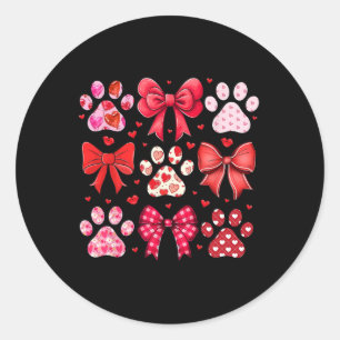 Sticker Rond Chien Valentine Coquette Chien Coeur Empreinte de