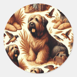 Sticker Rond Chien vintage Briard sans soudure