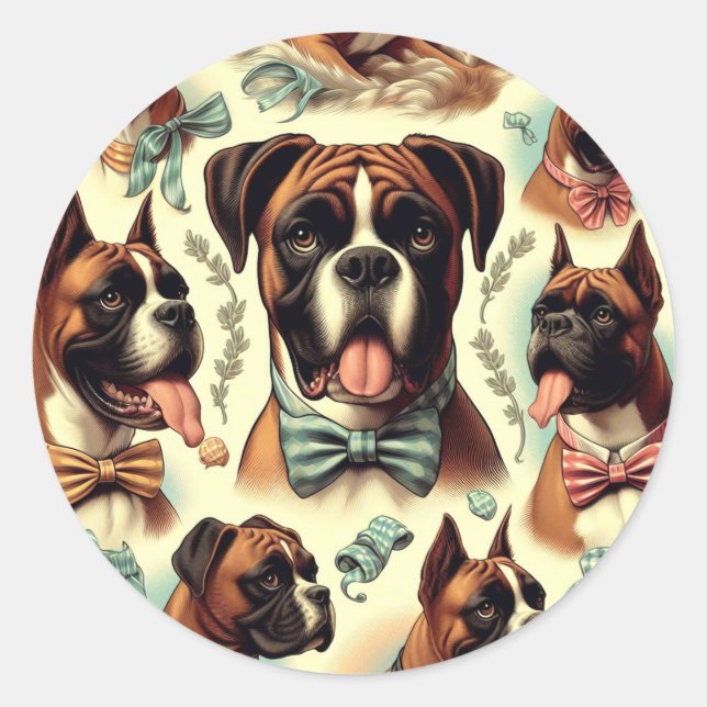 Sticker Rond Chien vintage sans soudure (Devant)