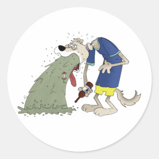 Sticker Rond Chien vomant
