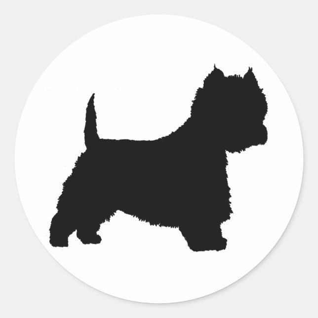 Sticker Rond Chien Westie (noir) (Devant)