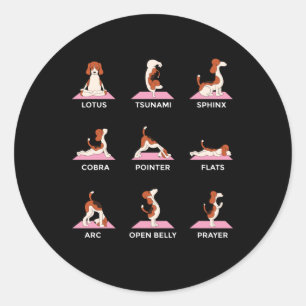 Sticker Rond Chien Yoga Poses Drôle cadeau