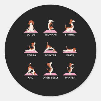 Sticker Rond Chien Yoga Poses Drôle cadeau