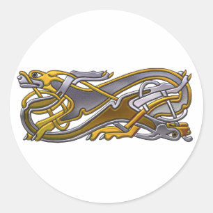 Sticker Rond Chiens Celtic Knot 2 - or et argent