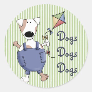 Sticker Rond Chiens Chiens Chiens Chiens Cute Cartoon