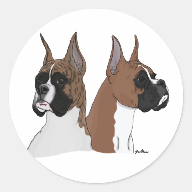 Sticker Rond Chiens de boxe (Devant)