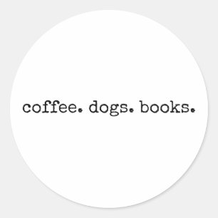 Sticker Rond Chiens de café Livres Amoureux des chiens mignon