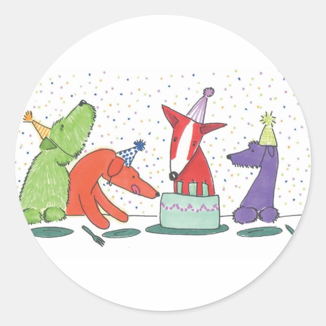 Sticker Rond Chiens de fête (Devant)