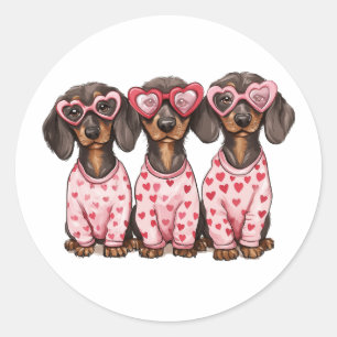 Sticker Rond Chiens de la Saint Valentin