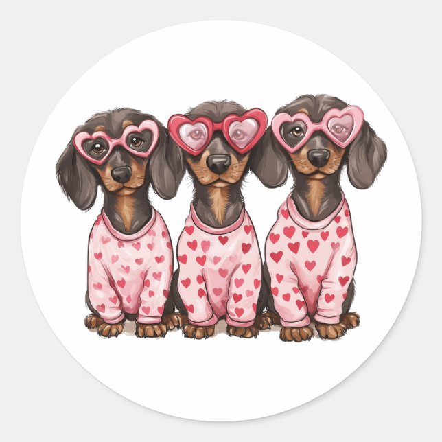 Sticker Rond Chiens de la Saint Valentin (Devant)